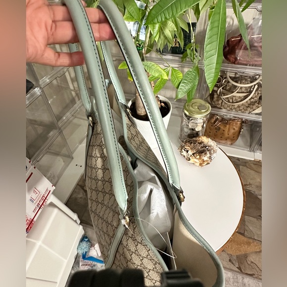 Gucci Beige and Teal Women's Tote Bag Authentic Large . - Picture 7 of 11